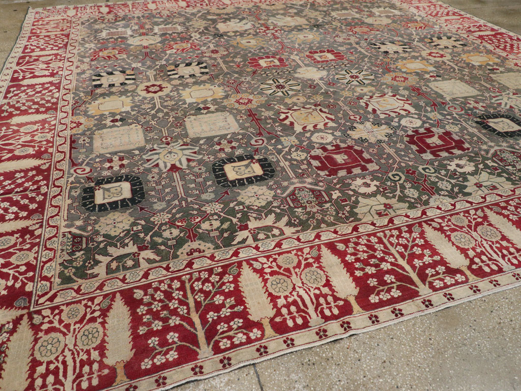 Antique Indian Agra Large Square Carpet, No.26455 - Staging