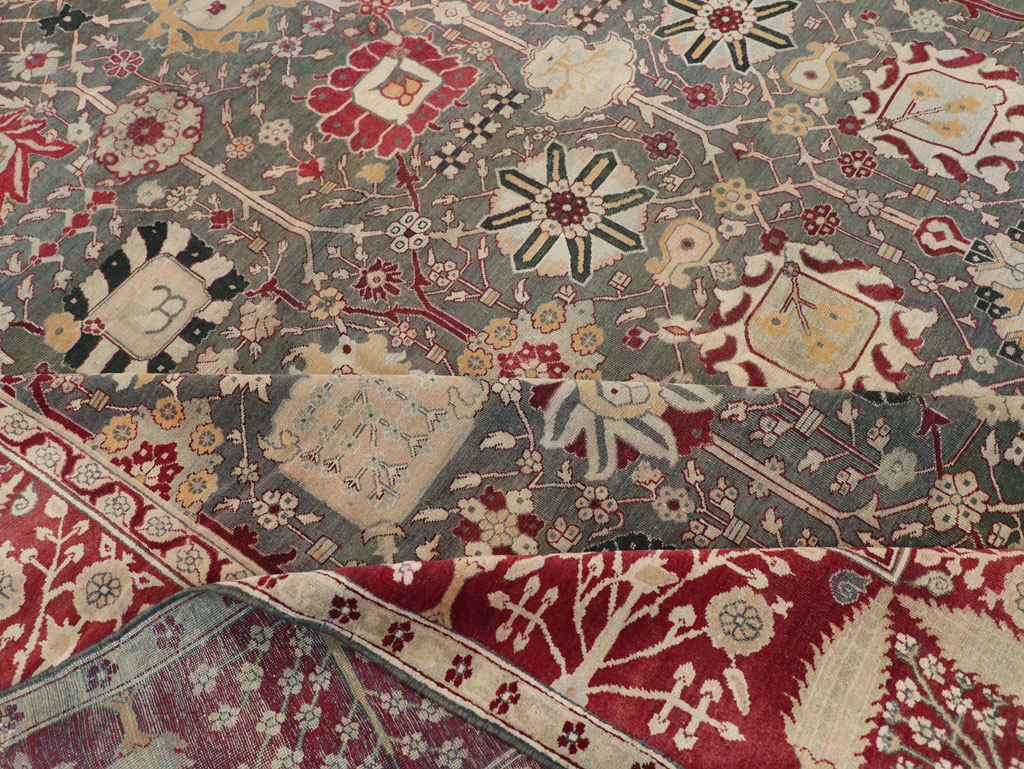 Antique Indian Agra Large Square Carpet, No.26455 - Staging