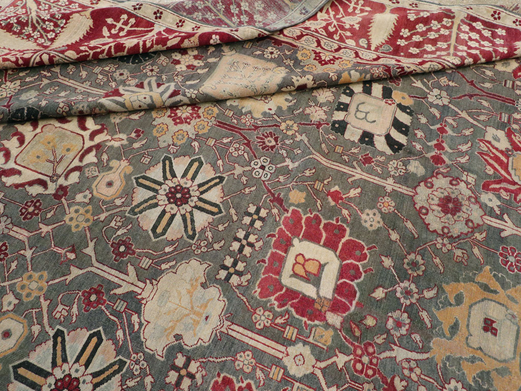 Antique Indian Agra Large Square Carpet, No.26455 - Staging