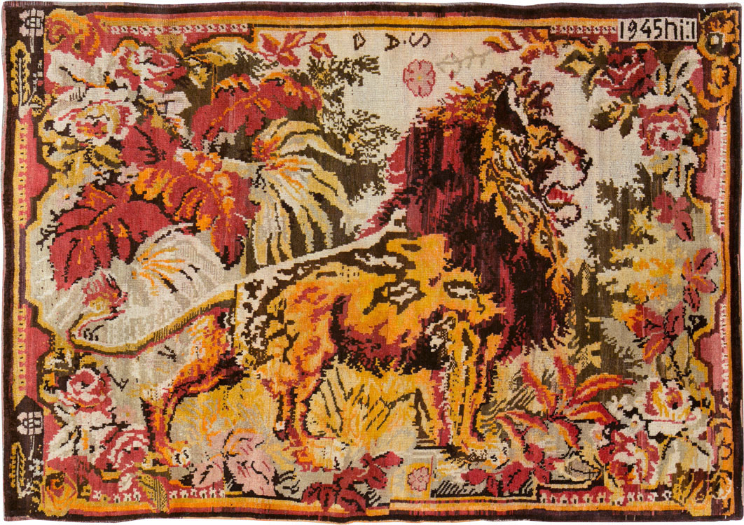 Vintage Pictorial Karabagh Rug, No.26458 - Staging