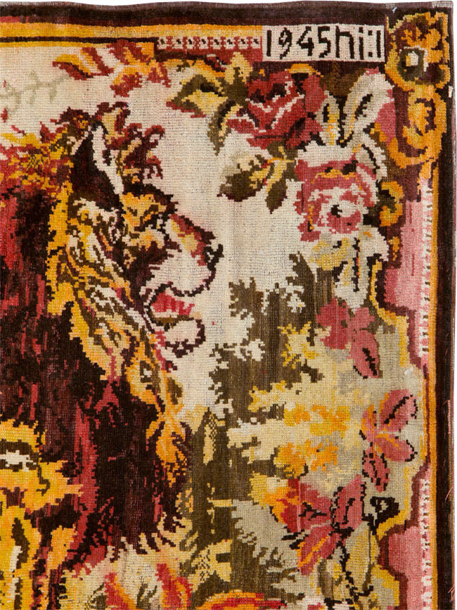 Vintage Pictorial Karabagh Rug, No.26458 - Staging