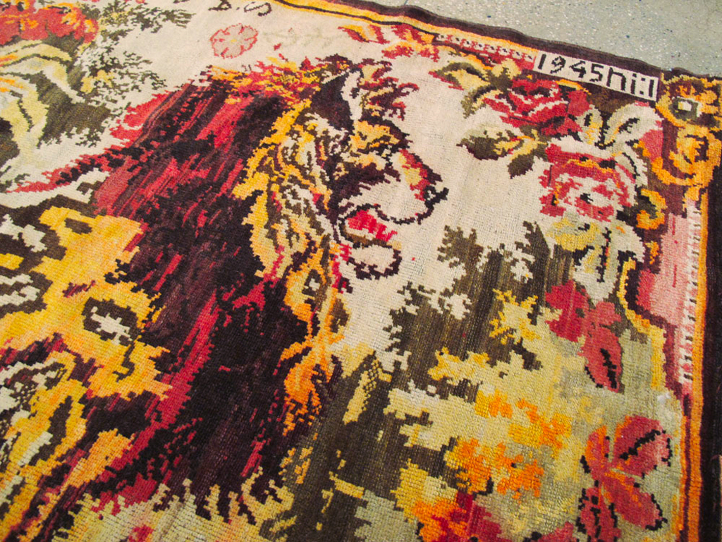 Vintage Pictorial Karabagh Rug, No.26458 - Staging