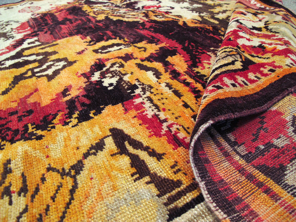 Vintage Pictorial Karabagh Rug, No.26458 - Staging