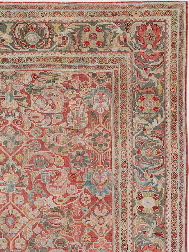 Antique Persian Mahal Room Size Carpet, No.26462 - Staging
