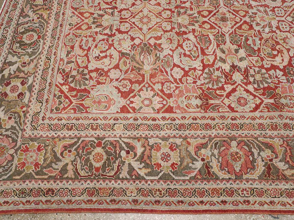 Antique Persian Mahal Room Size Carpet, No.26462 - Staging