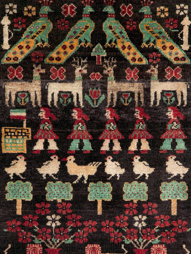 Vintage Persian Baluch Pictorial Rug, No.26464 - Staging