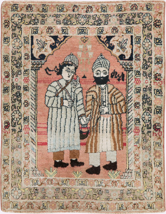 Antique Lavar Kerman Pictorial Rug, No.26467 - Staging
