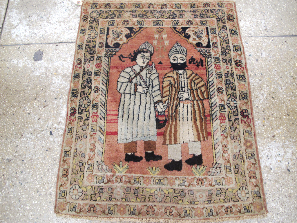 Antique Lavar Kerman Pictorial Rug, No.26467 - Staging