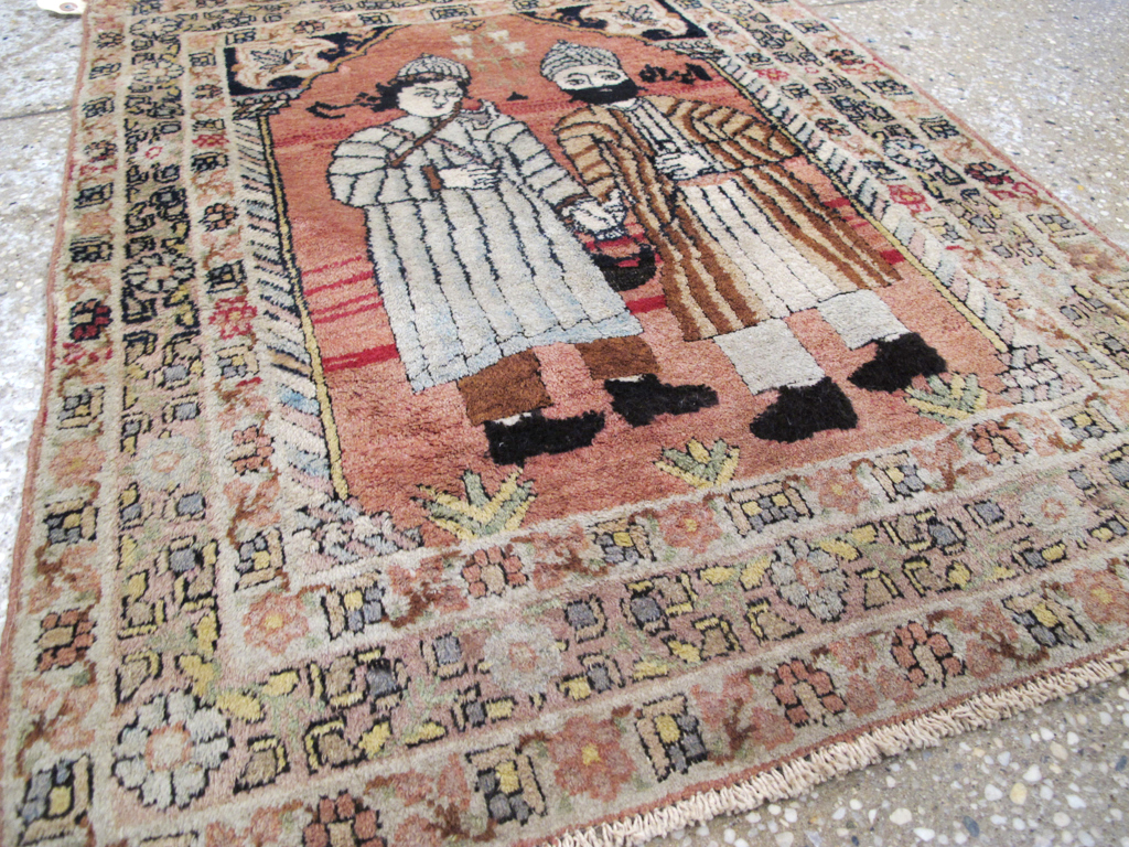 Antique Lavar Kerman Pictorial Rug, No.26467 - Staging