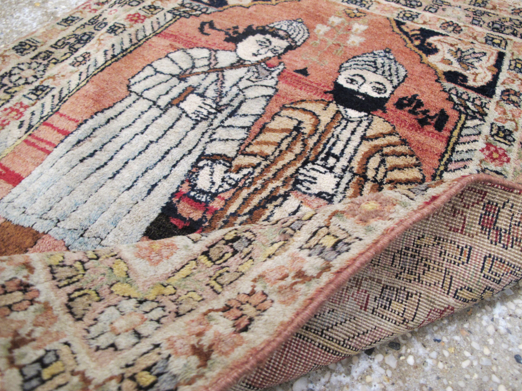 Antique Lavar Kerman Pictorial Rug, No.26467 - Staging