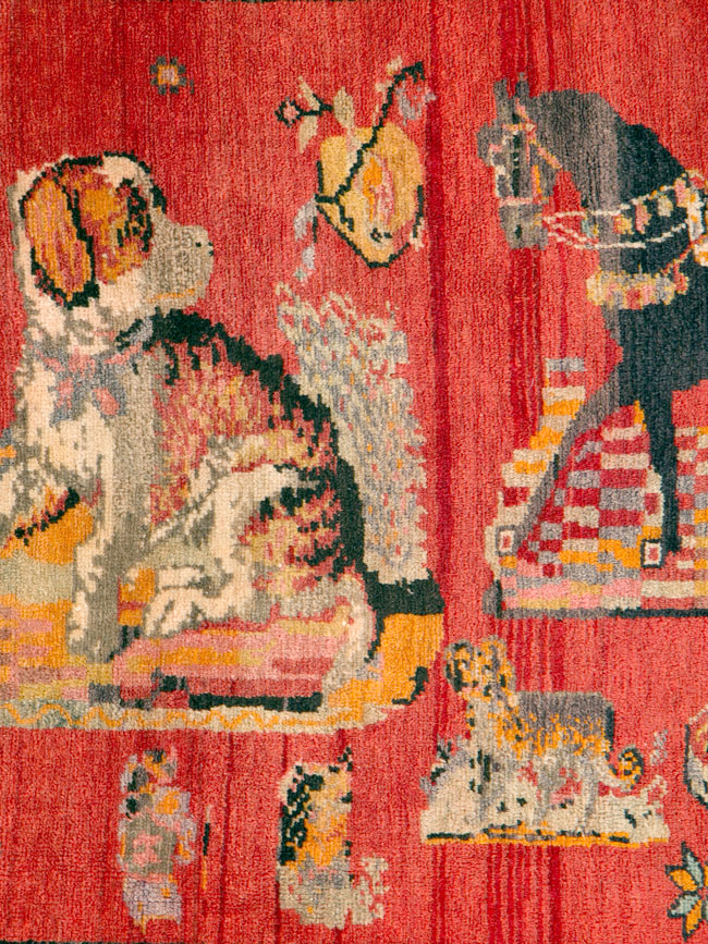 Vintage Pictorial Karabagh Rug, No.26474 - Staging