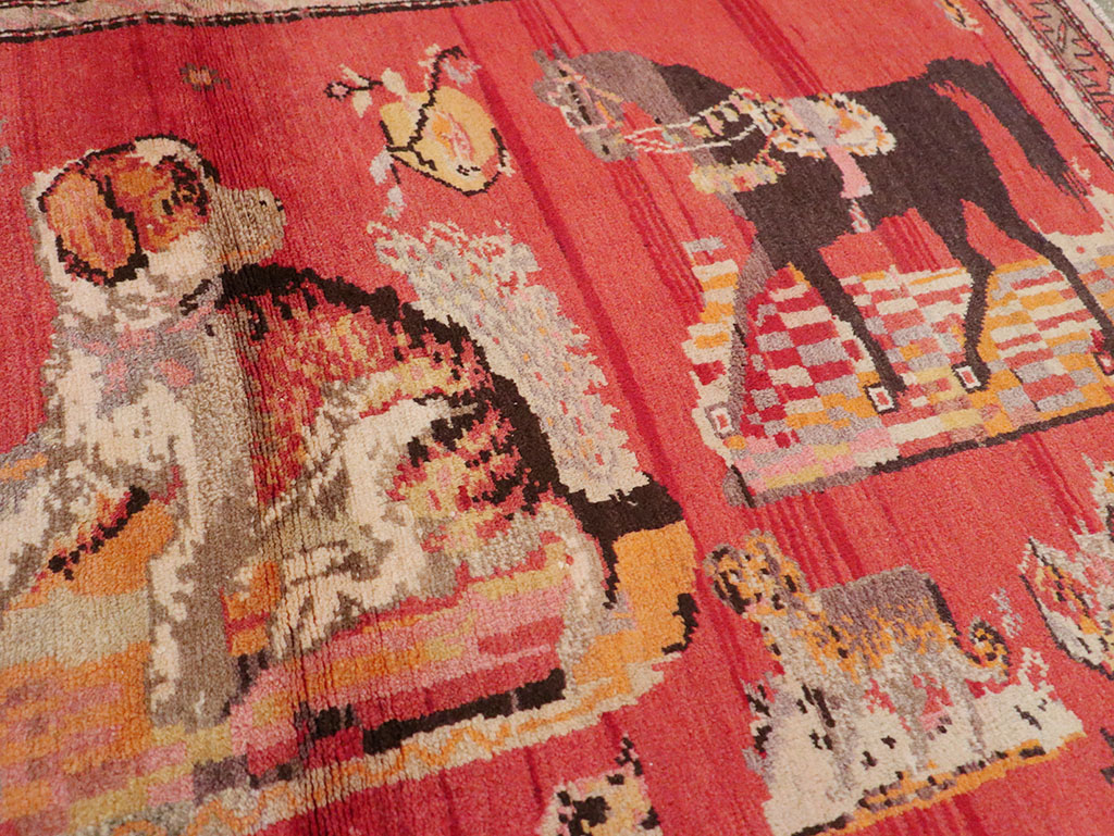 Vintage Pictorial Karabagh Rug, No.26474 - Staging