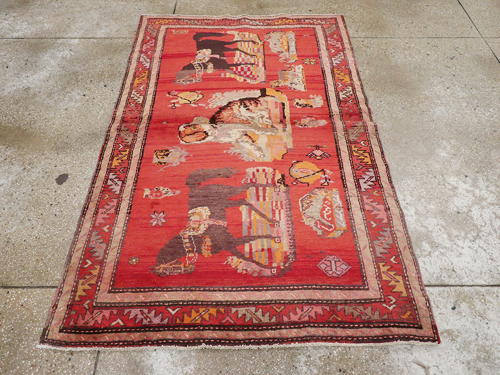 Vintage Pictorial Karabagh Rug, No.26474 - Staging