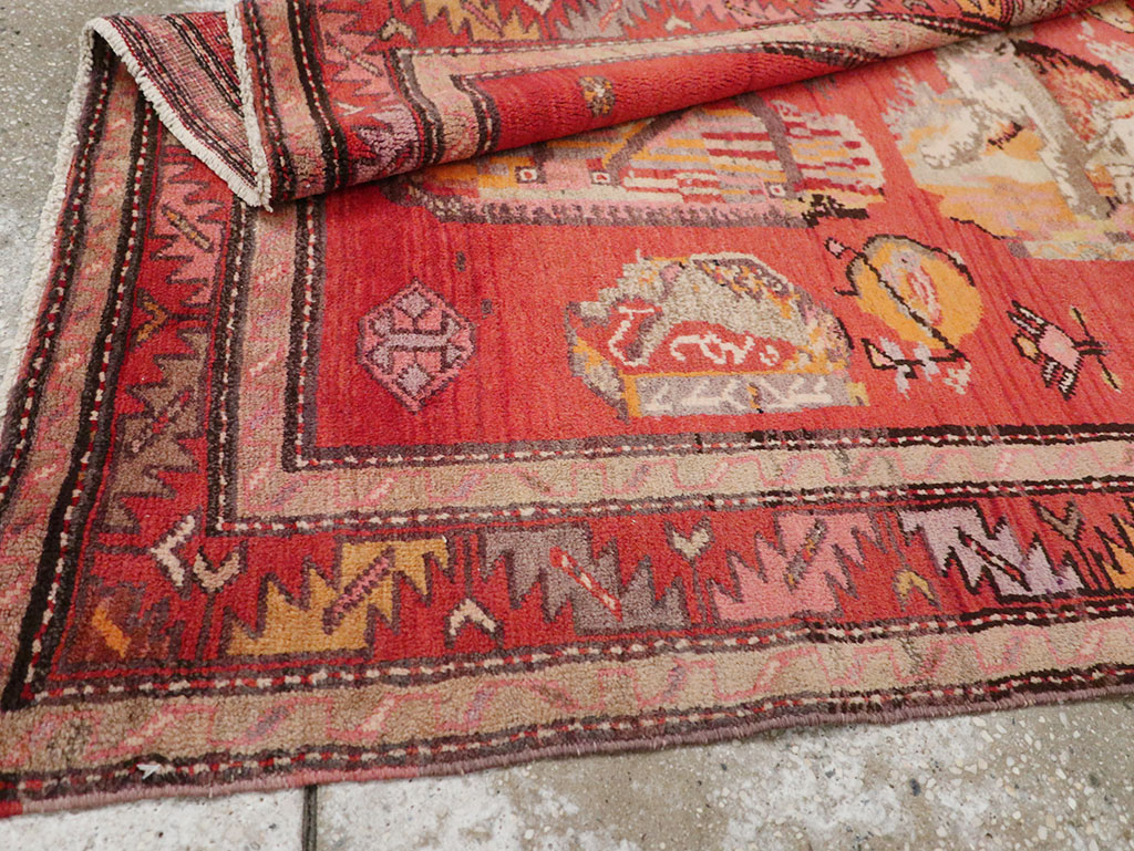 Vintage Pictorial Karabagh Rug, No.26474 - Staging