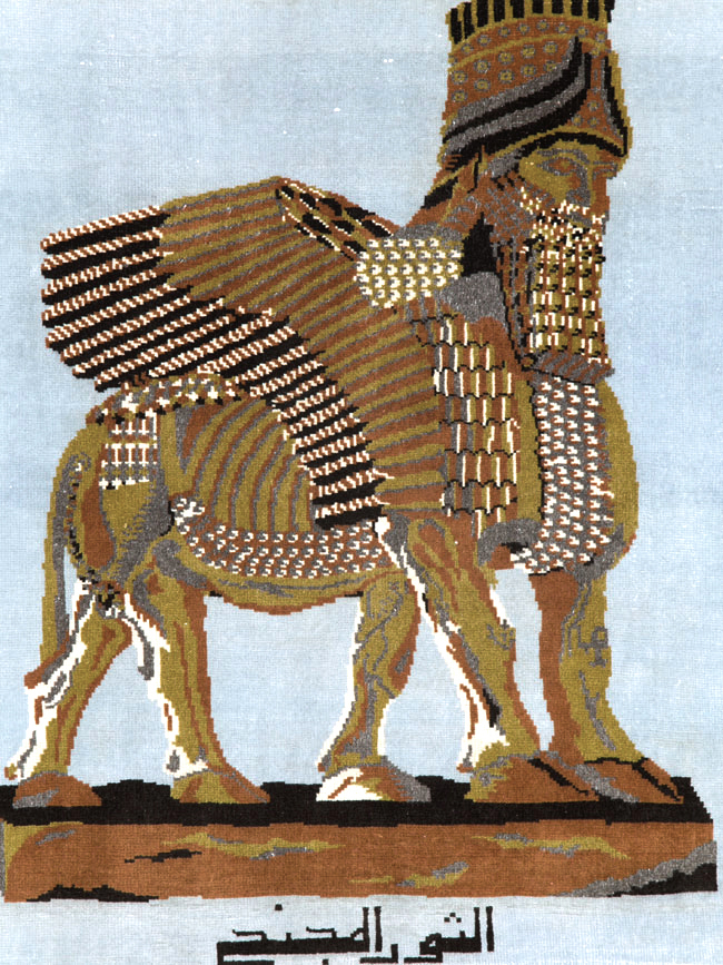 Vintage Egyptian Pictorial Tabriz Rug, No.26480 - Staging