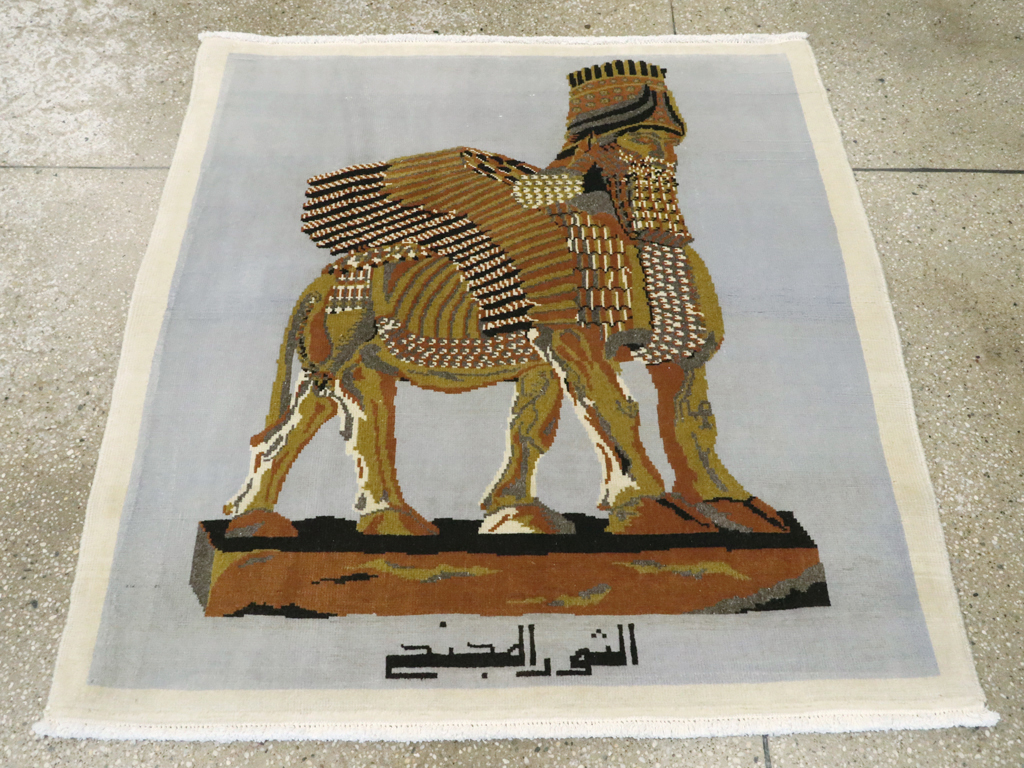 Vintage Egyptian Pictorial Tabriz Rug, No.26480 - Staging