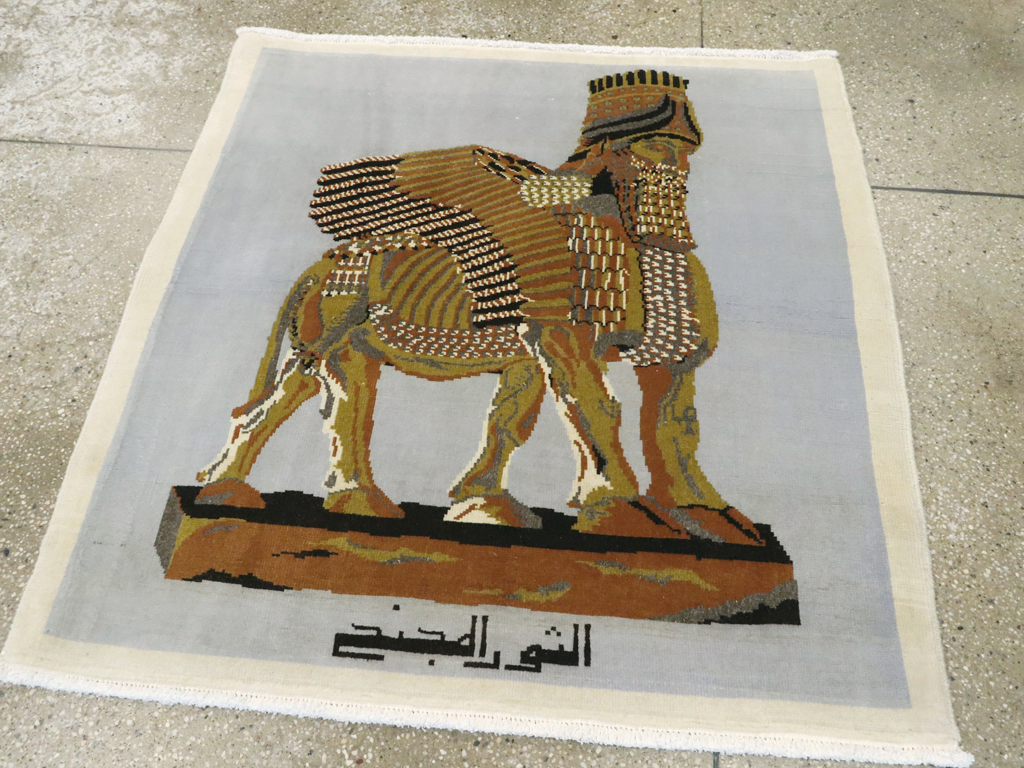 Vintage Egyptian Pictorial Tabriz Rug, No.26480 - Staging