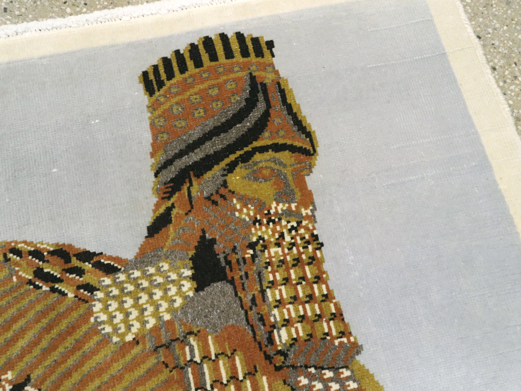 Vintage Egyptian Pictorial Tabriz Rug, No.26480 - Staging