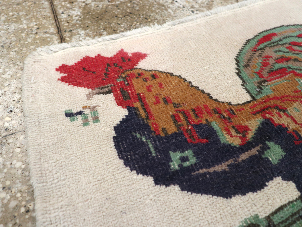 Vintage Turkish Anatolian Pictorial Throw Rug, No.26481 - Staging