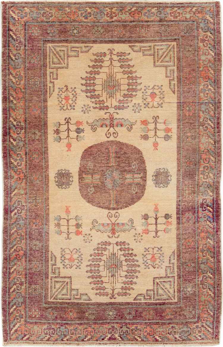 Antique East Turkestan Khotan Rug, No.26484 - Staging