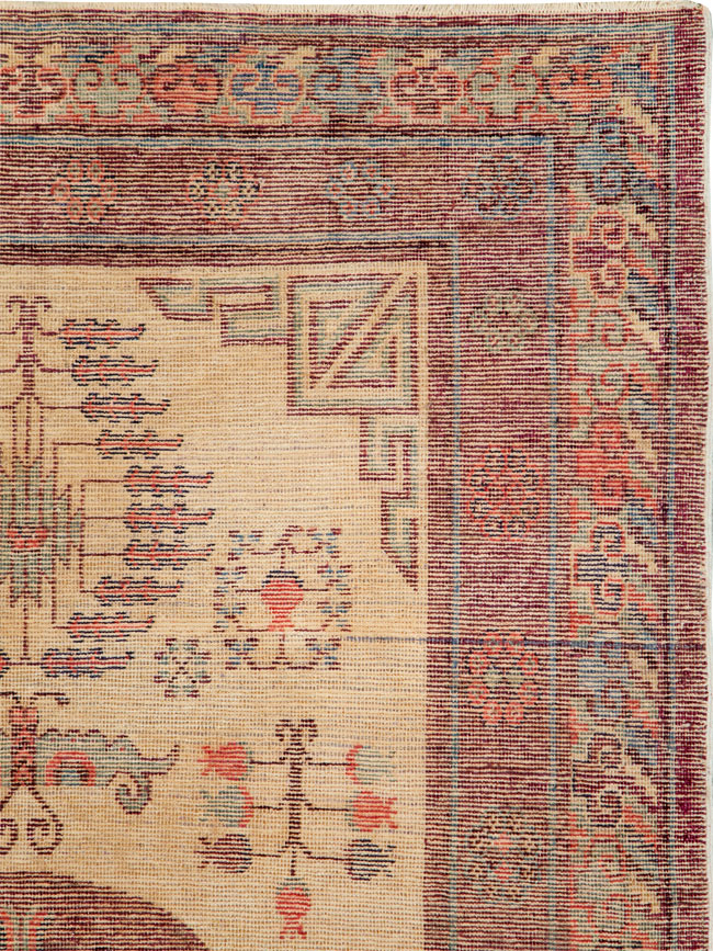 Antique East Turkestan Khotan Rug, No.26484 - Staging