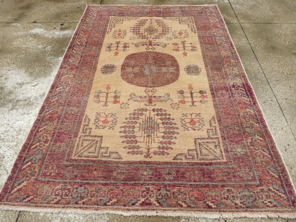 Antique East Turkestan Khotan Rug, No.26484 - Staging