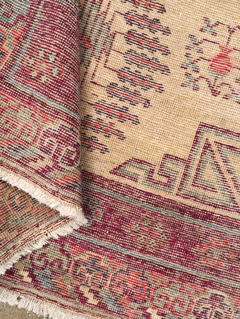 Antique East Turkestan Khotan Rug, No.26484 - Staging