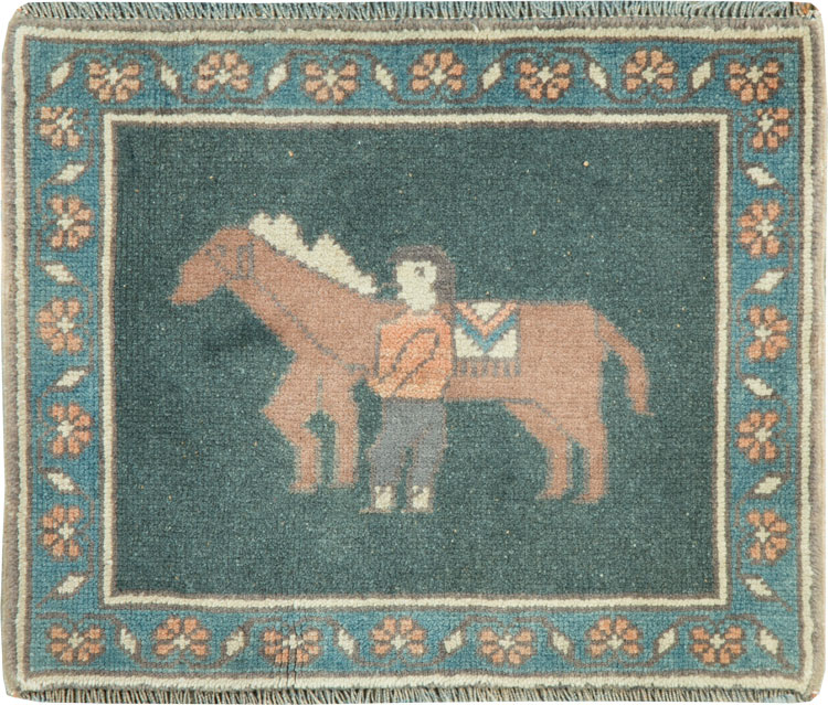 Vintage Turkish Anatolian Pictorial Rug, No.26497 - Staging