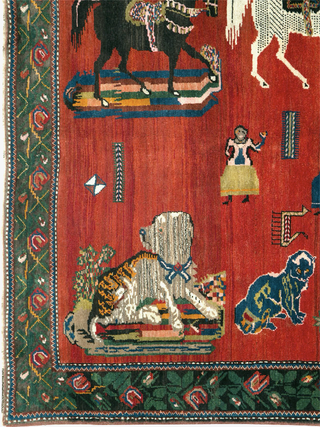 Vintage Pictoral Karabagh Rug, No.26499 - Staging