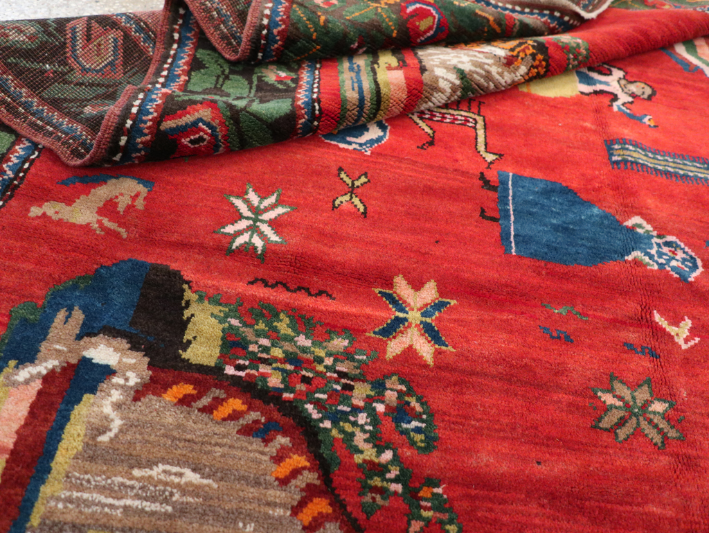 Vintage Pictoral Karabagh Rug, No.26499 - Staging