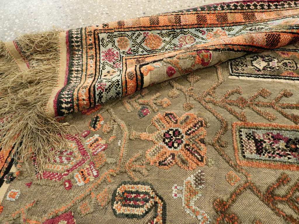 Silk Antique Persian Shiraz Pictorial Souf Throw Rug, No.26503 - Staging