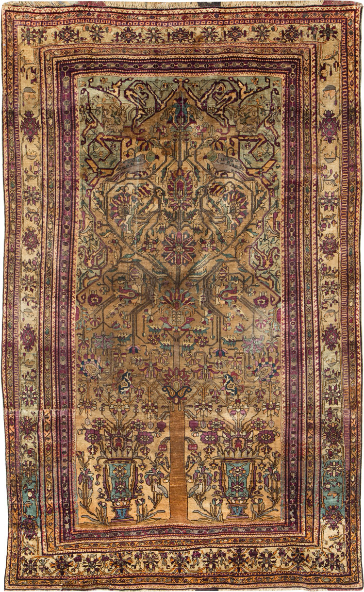Silk Antique Persian Fereghan Accent Rug, No.26504 - Staging