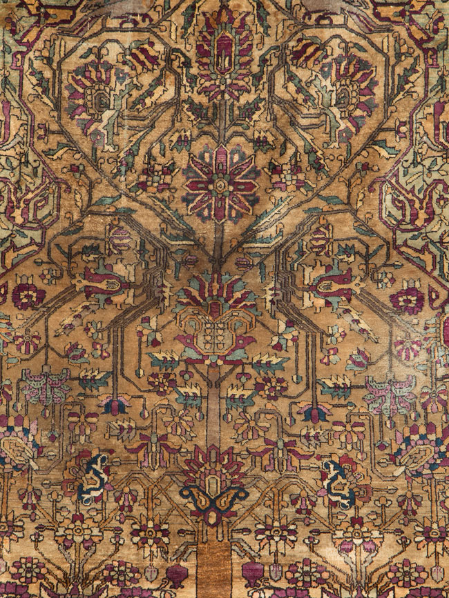 Silk Antique Persian Fereghan Accent Rug, No.26504 - Staging