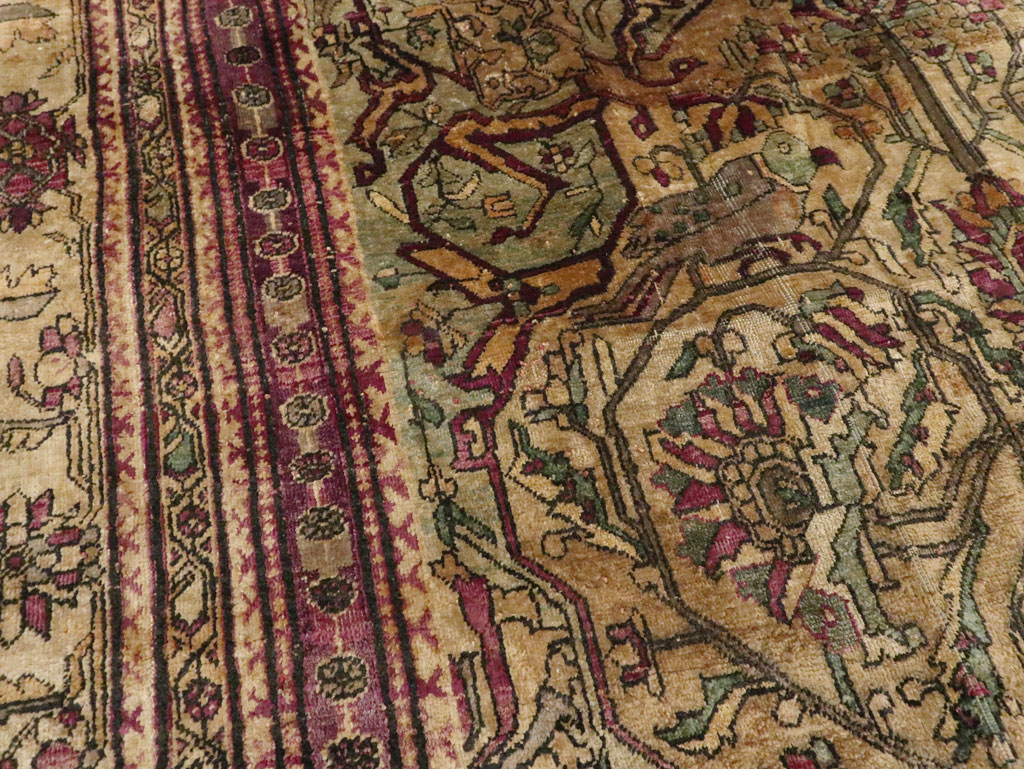 Silk Antique Persian Fereghan Accent Rug, No.26504 - Staging