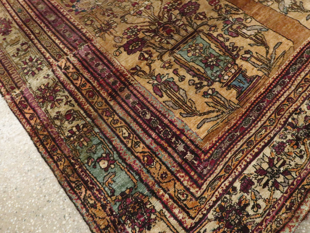 Silk Antique Persian Fereghan Accent Rug, No.26504 - Staging