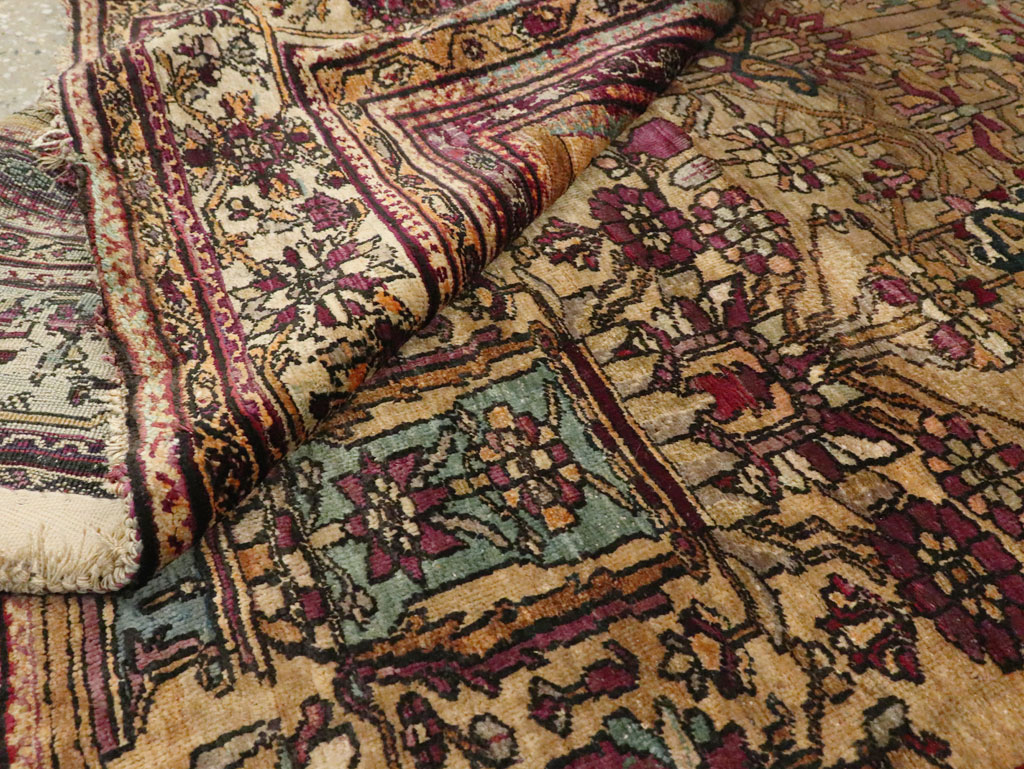 Silk Antique Persian Fereghan Accent Rug, No.26504 - Staging