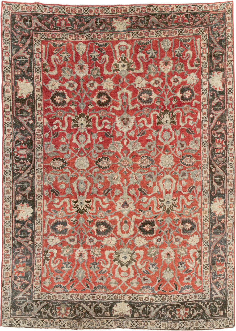 Antique Persian Tabriz Small Room Size Carpet, No.26602 - Staging