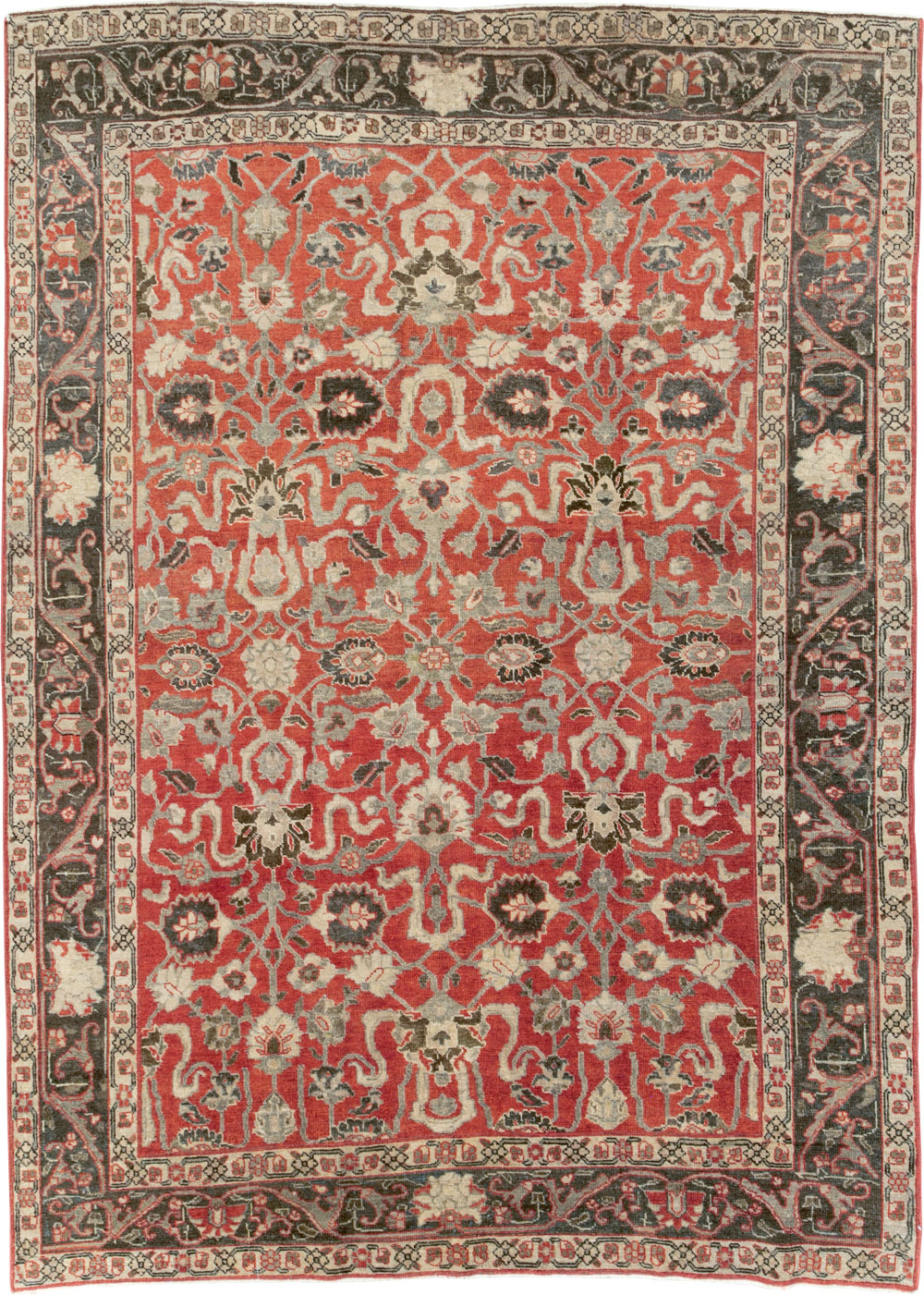 Antique Persian Tabriz Small Room Size Carpet, No.26602 - Staging