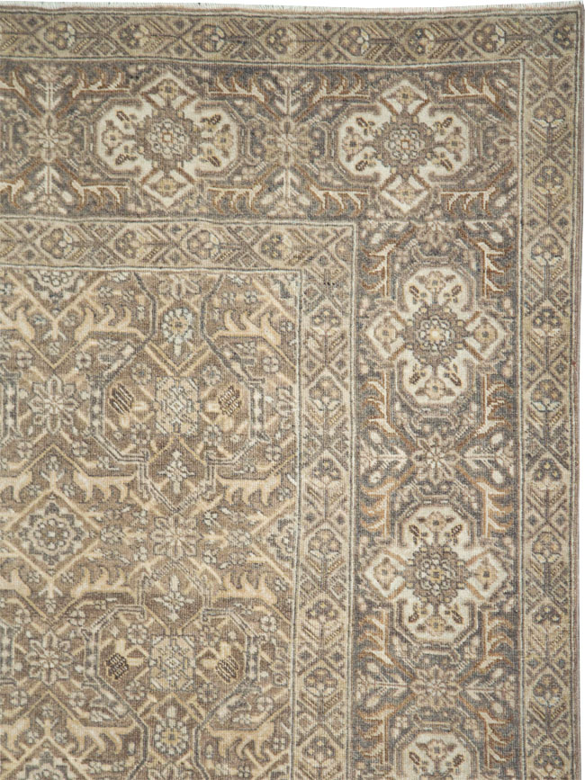 Antique Persian Tabriz Accent Carpet, No.26615 - Staging