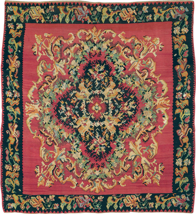 Vintage Russian Bessarabian Flatweave, No.26647 - Staging