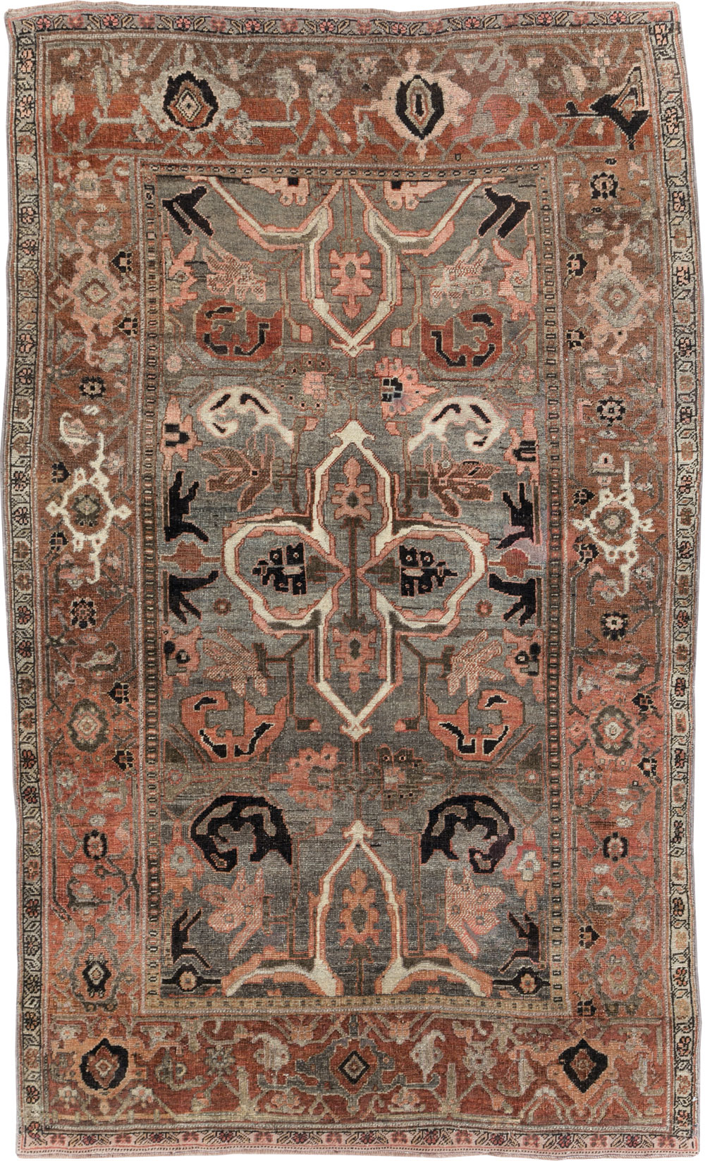 Antique Persian Bidjar Accent Rug, No.26662 - Staging