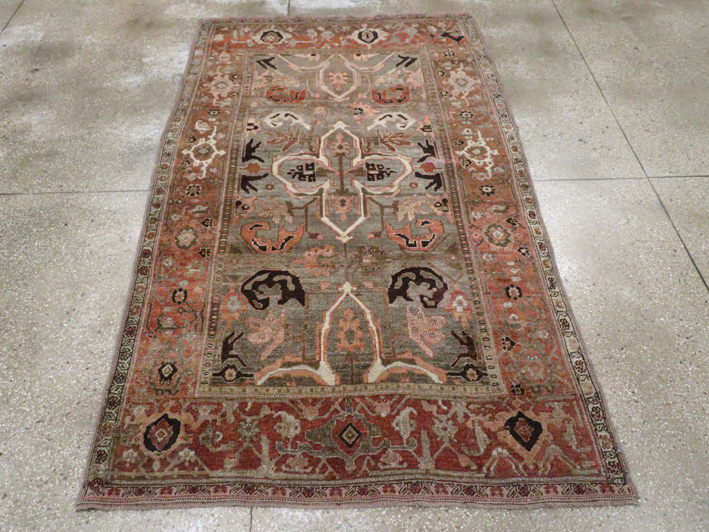 Antique Persian Bidjar Accent Rug, No.26662 - Staging