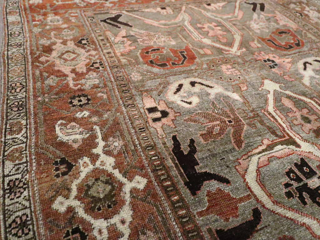 Antique Persian Bidjar Accent Rug, No.26662 - Staging