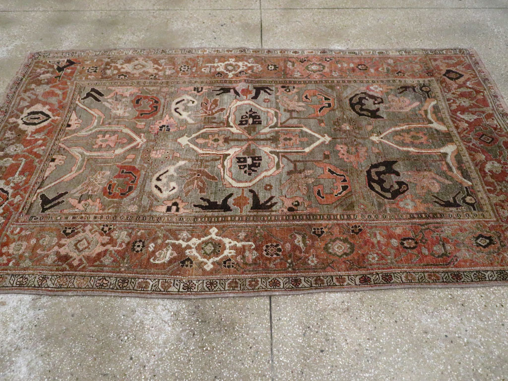 Antique Persian Bidjar Accent Rug, No.26662 - Staging