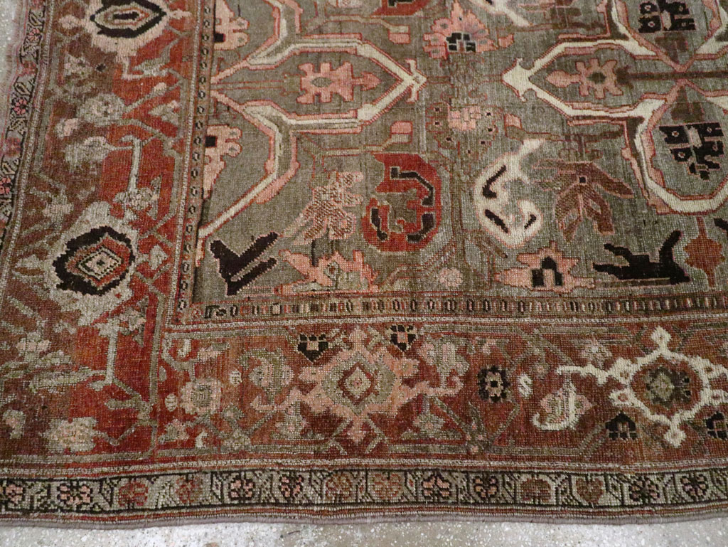 Antique Persian Bidjar Accent Rug, No.26662 - Staging