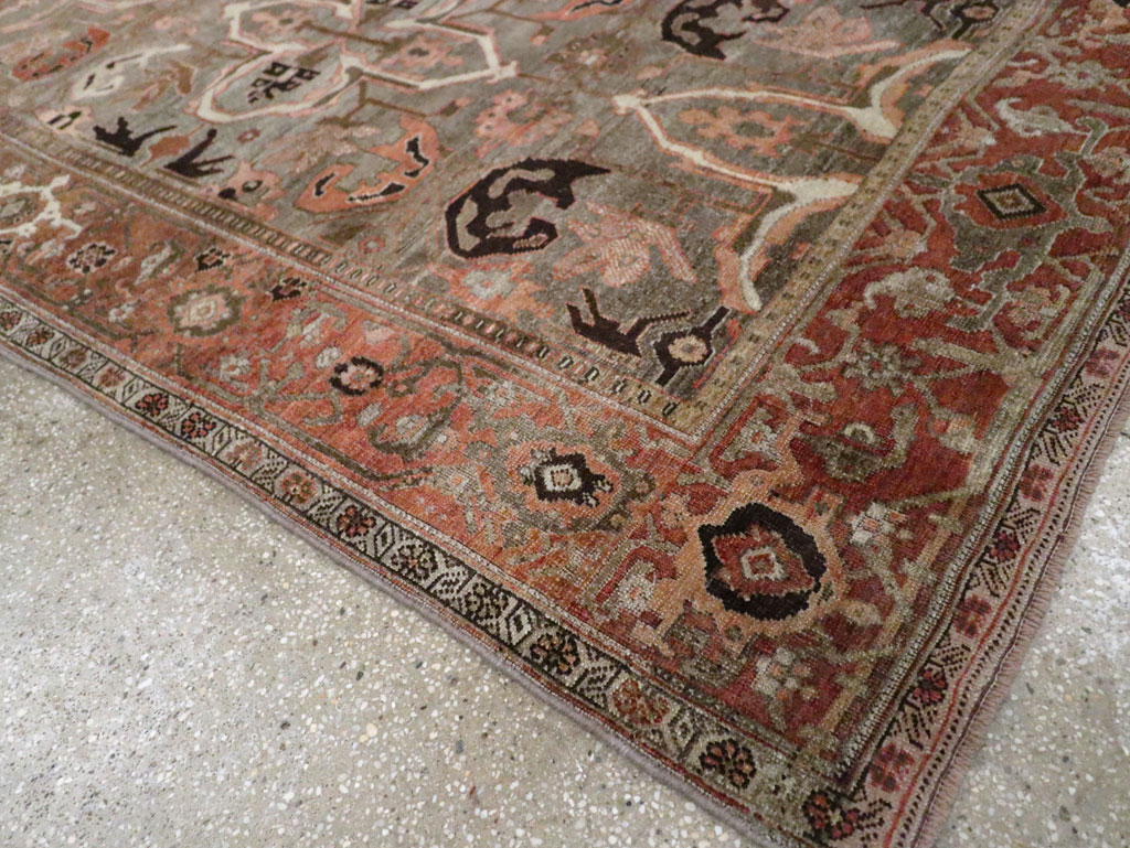 Antique Persian Bidjar Accent Rug, No.26662 - Staging