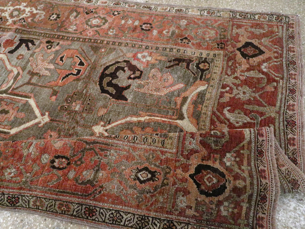 Antique Persian Bidjar Accent Rug, No.26662 - Staging