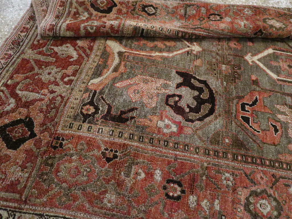 Antique Persian Bidjar Accent Rug, No.26662 - Staging