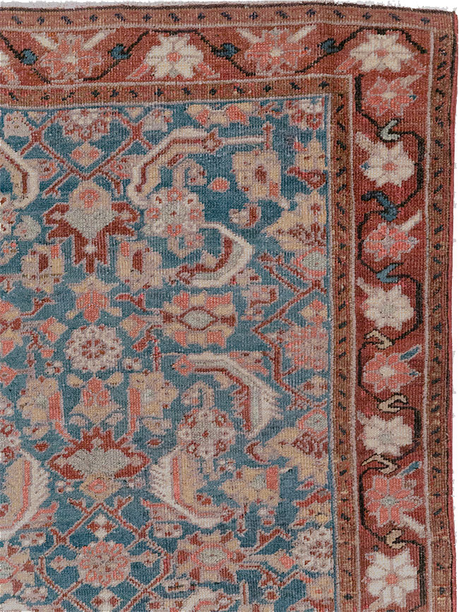 Antique Persian Heriz Throw Rug, No.26667 - Staging