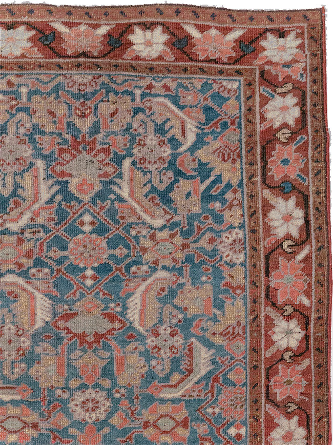Antique Persian Heriz Throw Rug, No.26667 - Staging